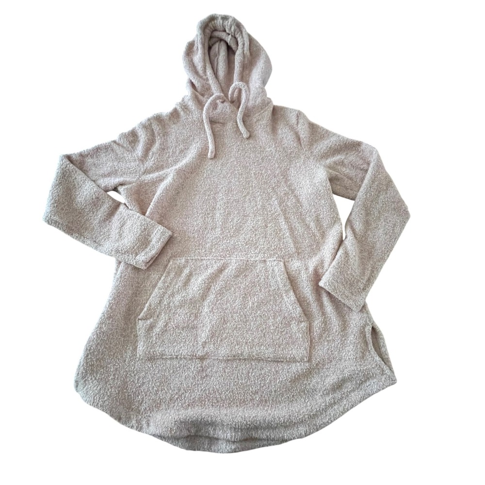 Duluth Trading Co Womens Pink Boucle Knit Tunic Hoodie Sweatshirt Size M